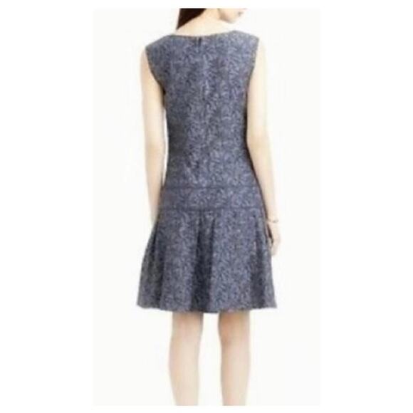 J. Crew Sleeveless Blue Botanical Print Fit Flare Dress Women's Lined Size 2 - Picture 2 of 8